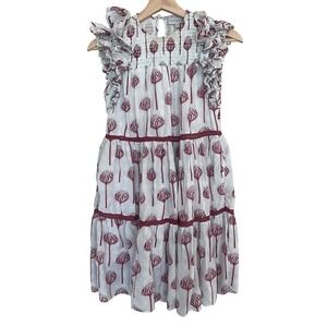 Tuckernuck Ash & Eden Tiered Mini Dress S Made in India Ruffle Cap Sleeve